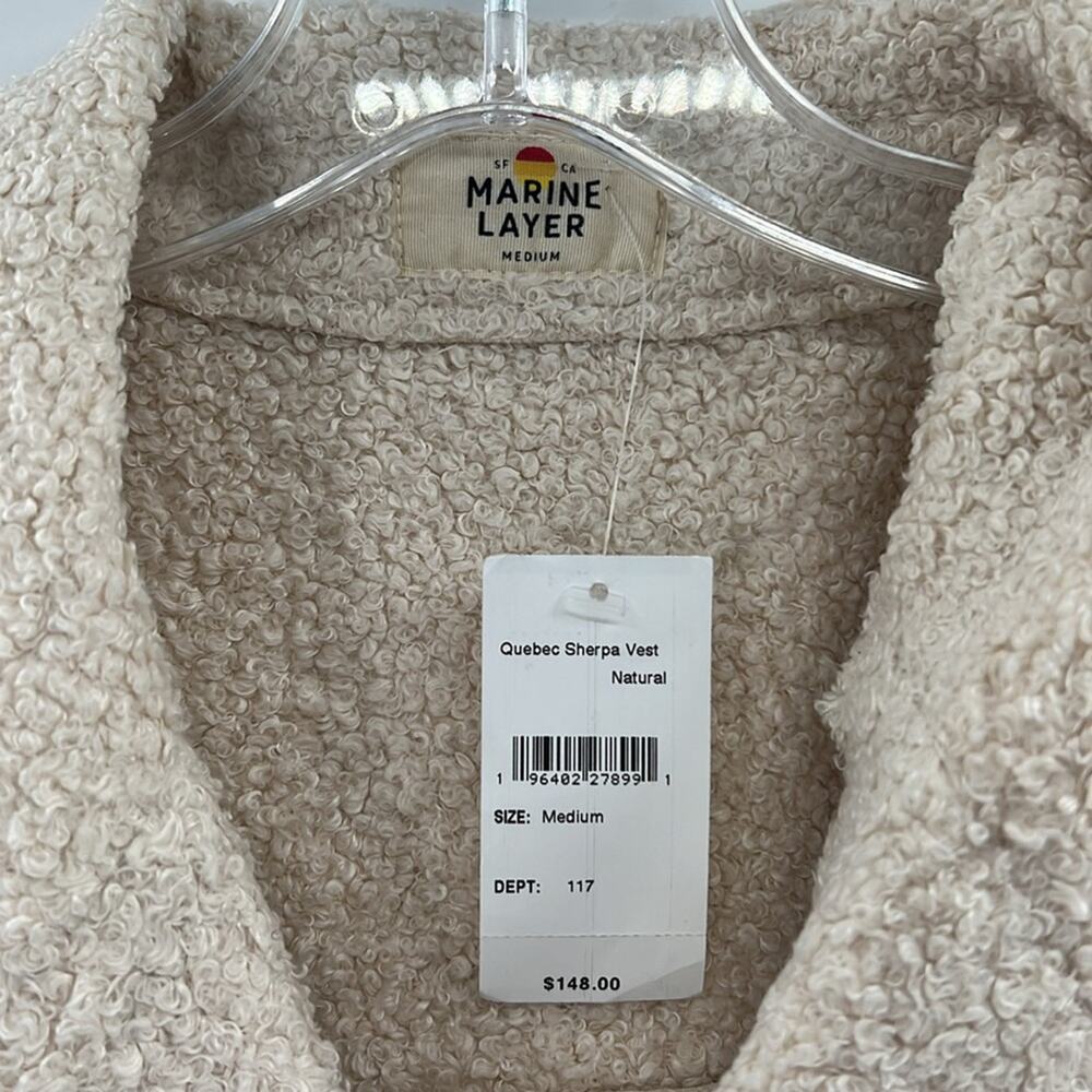 Marine Layer Women's Quebec Sherpa Vest - Natural - Medium - New with tags - Picture 2 of 6